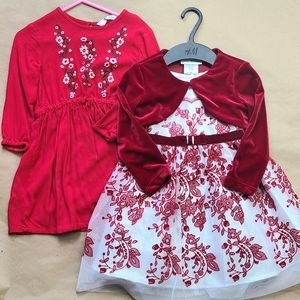 Toddler Girl 2T Red Dress SET.